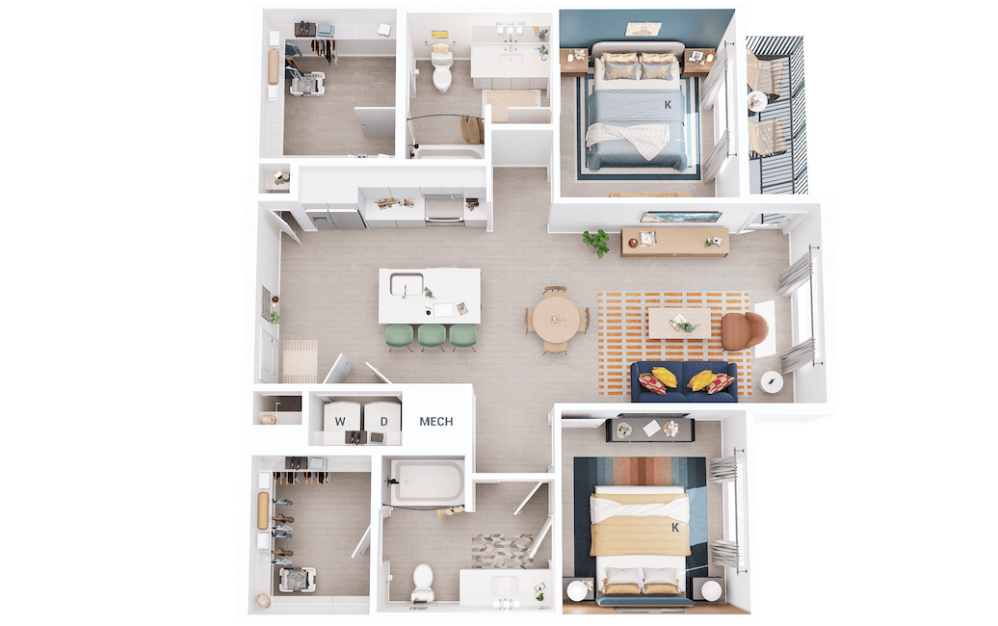 B1 Balcony - 2 bedroom floorplan layout with 2 bathrooms and 1182 square feet B1 Balcony - 2 bedroom floorplan layout with 2 bathrooms and 1182 square feet