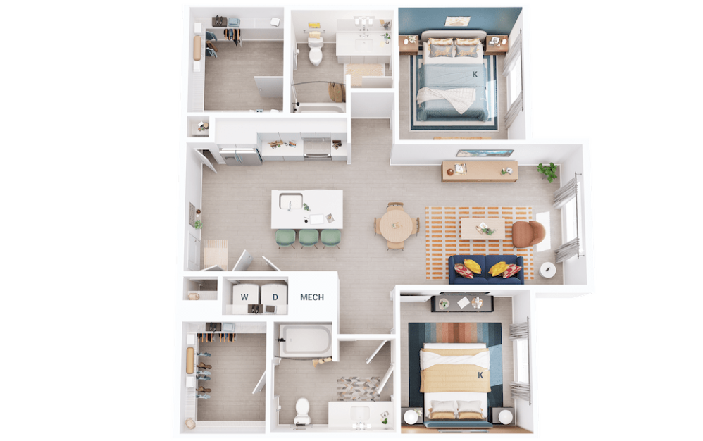 B1 HC - 2 bedroom floorplan layout with 2 bathrooms and 1182 square feet B1 HC - 2 bedroom floorplan layout with 2 bathrooms and 1182 square feet